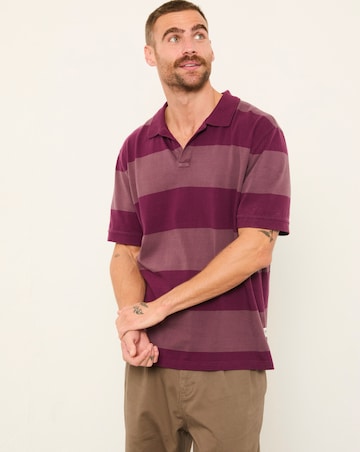 FatFace Ashton SS Stripe Polo (Regular & Tall) - Purple