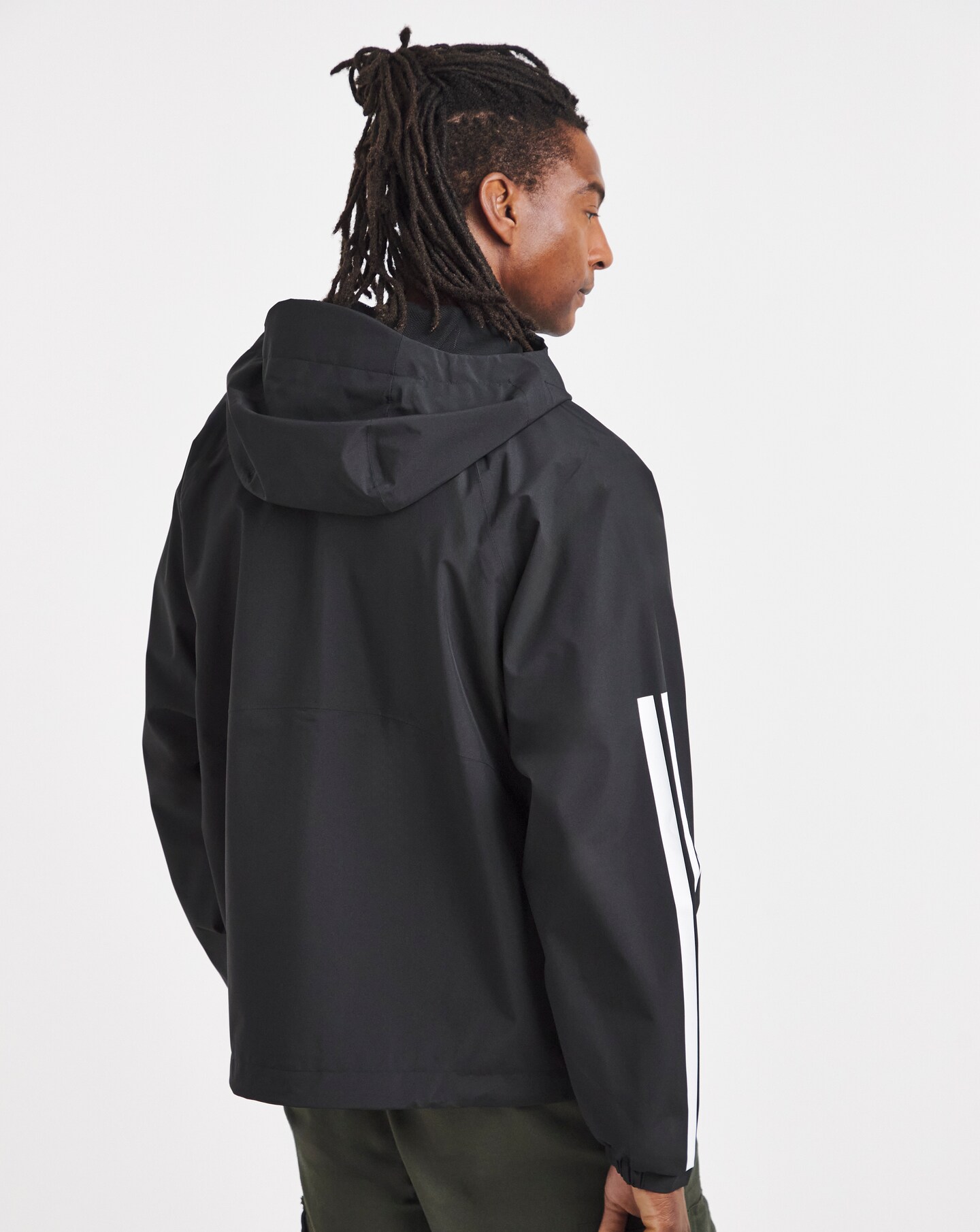 adidas 3 Stripes Hooded Rain Jacket | Jacamo