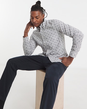 Boss Long Sleeve Cactus Print Shirt - White