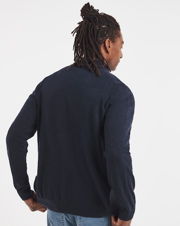 Lyle & Scott Lambswool Blend Zip Through Cardigan - Navy Marl