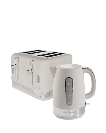 Laura Ashley 1.7L Jug Kettle + 4 Slice Toaster - Dove Grey