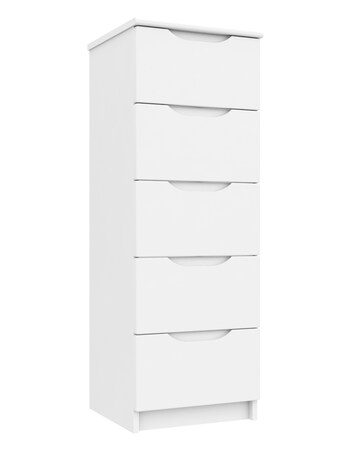 Sorrento High Gloss Assembled 5 Drawer Tallboy Chest