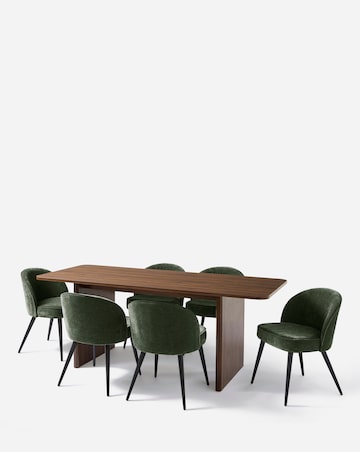 Oslo Panel End Dining Table with 6 Emilie Chenille Chairs