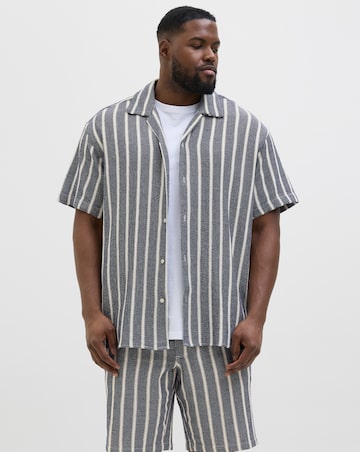 Jack & Jones Coba Stripe Resort Shirt - Blue