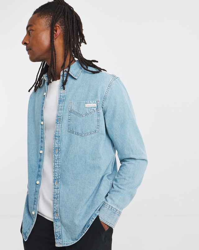 Calvin Klein Jeans Long Sleeve Essential Denim Shirt - Light Blue