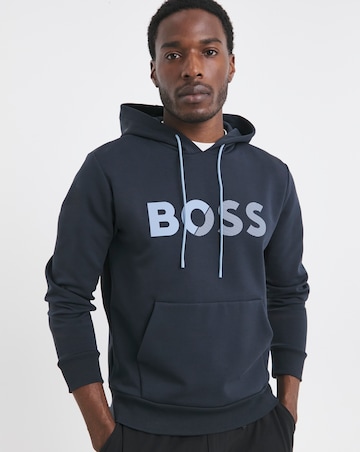 BOSS Tape Logo Hoodie - Dark Blue
