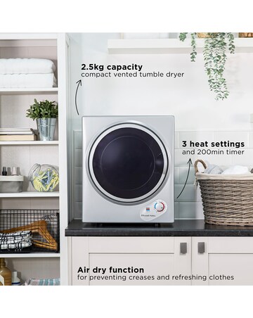 Russell Hobbs RH3VTD800S 2.5kg Compact Vented Tumble Dryer - Silver