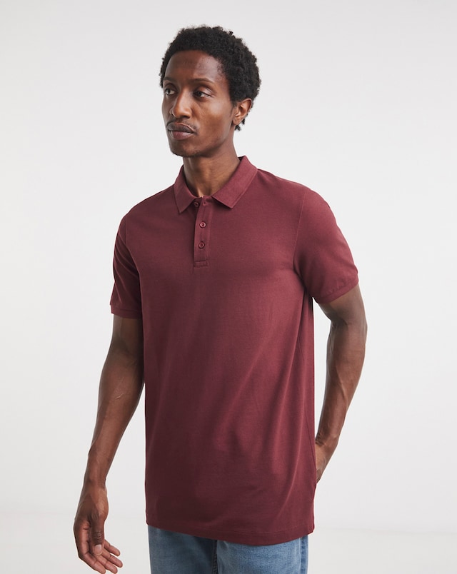 Tipped Pique Polo - Burgundy, Long Length