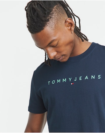 Tommy Jeans Short Sleeve Linear Contrast Logo T-Shirt - Navy