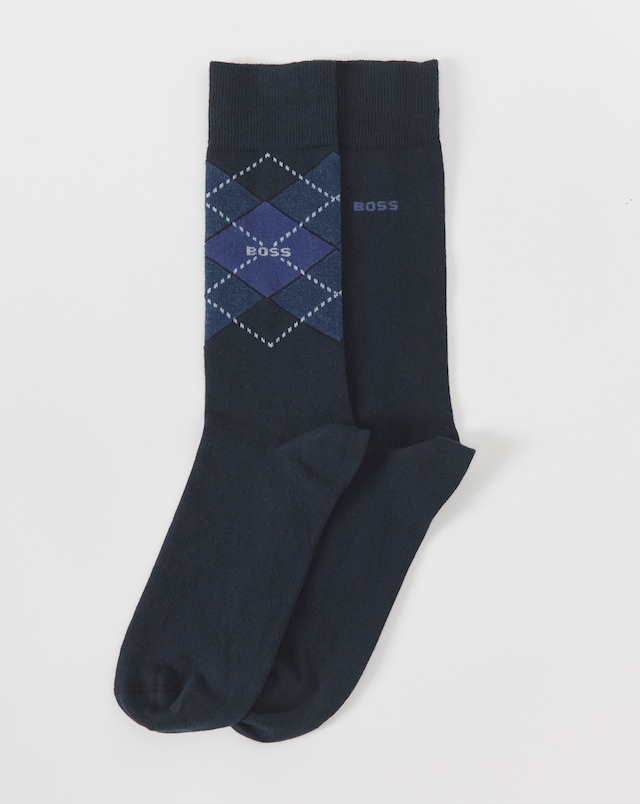 BOSS 2 Pack Argyle Socks - Navy