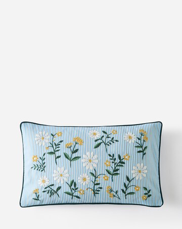 Julipa Nora Floral Embroidered Striped Boudoir Cushion