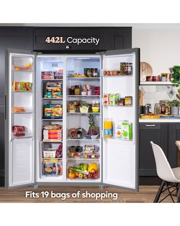 Russell Hobbs RH90AFF201SS Slim American Fridge Freezer - Inox- E Rated