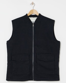 Navy Borg Lined Gilet