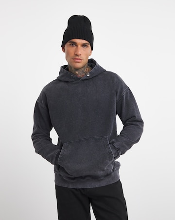 Relaxed Acid Wash Hoodie Long