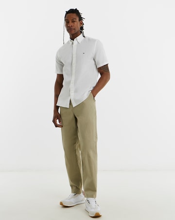 Tommy Hilfiger Short Sleeve Linen Blend Shirt - White