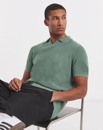 Open Neck Textured Polo