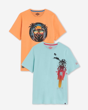 Joe Browns 2 Pack Graphic T-Shirts Long Length