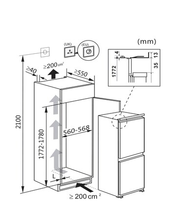 Hisense RIB312F4AWE Integrated Fridge Freezer- E Rated