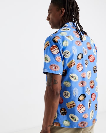 Tommy Jeans Short Sleeve Printed Resort Shirt - Blue