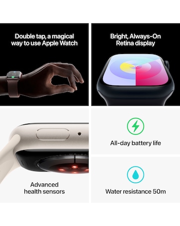 Apple Watch Series 9 Cellular 41mm Midnight Aluminium Case, Sport Band - M/L