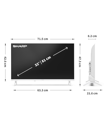 Sharp 32HE2245KW 32in Smart HD Frameless LED TV - White