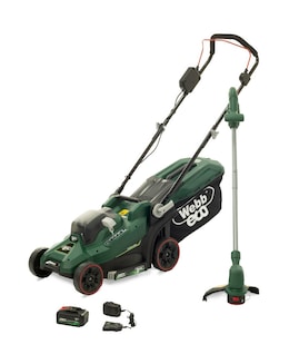Webb Eco 20v 33cm Lawnmower &amp; 25cm Line Trimmer (1 x 4.0ah Lith-Ion Battery)