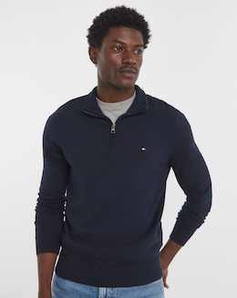 Tommy Hilfiger Essential Cotton 1/4 Zip Jumper - Navy