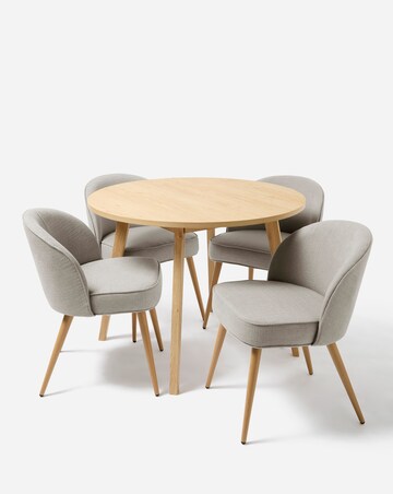 Oslo Round Dining Table with 4 Emilie Fabric Chairs