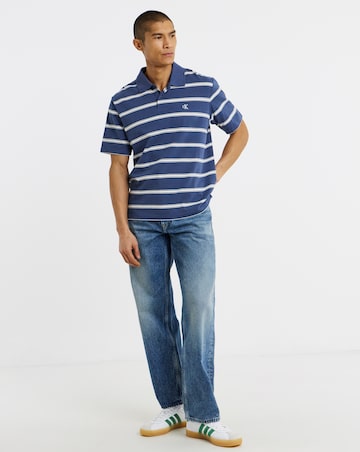 Calvin Klein Jeans Short Sleeve Stripe Jersey Polo - Dark Denim