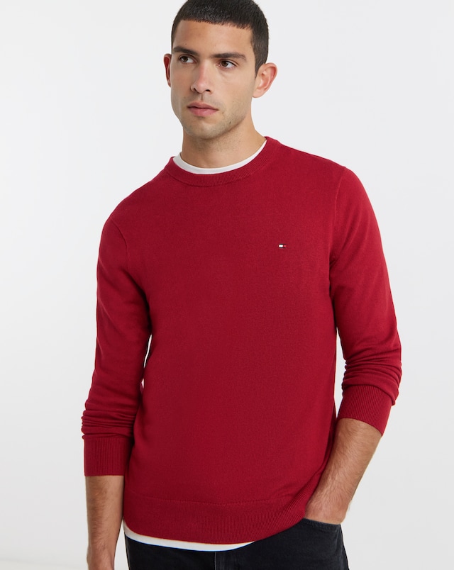 Tommy Hilfiger Cotton Cashmere Crew Neck Jumper - Red
