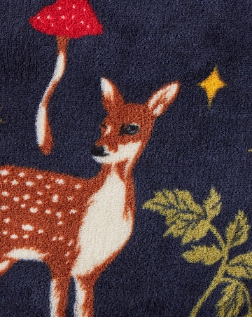 Woodland Animals Fleece Throw - Navy