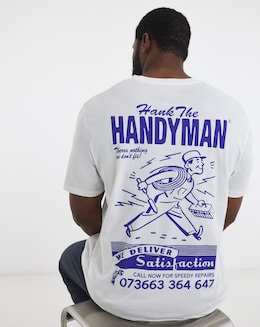 Jack &amp; Jones Handyman Hank Back Graphic T-Shirt - White
