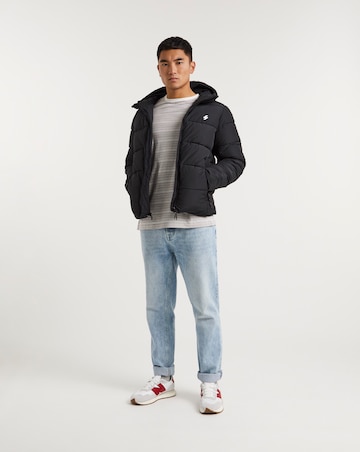 Superdry Black Hooded Sports Puffer Jacket