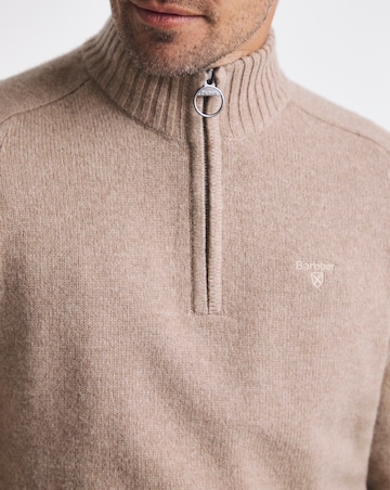 Barbour Grangetown 1/2 Zip Knitted Jumper - Stone