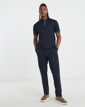 BOSS Short Sleeve Parlay Contrast Placket Polo - Navy