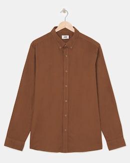 Long Sleeve Brown Oxford Shirt Regular