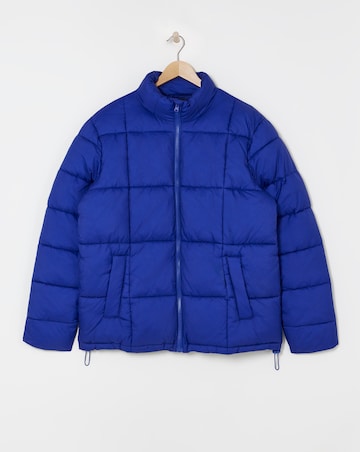 Blue Square Quilt Puffer Jacket