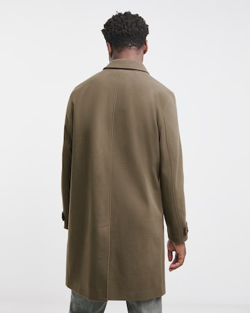 Faux Wool Mac with Cuff Tabs