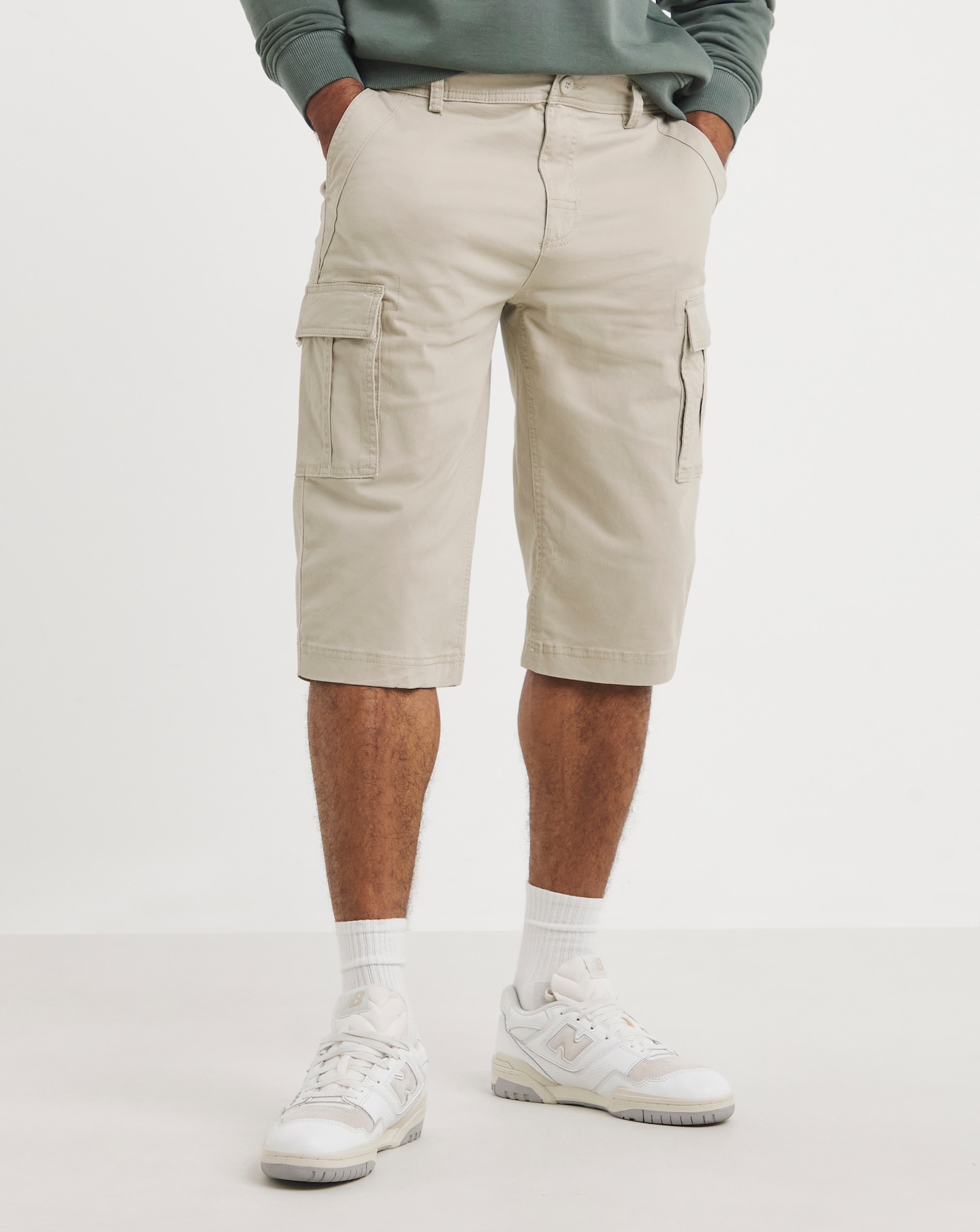 3/4 Length Cotton Stretch Cargo Short