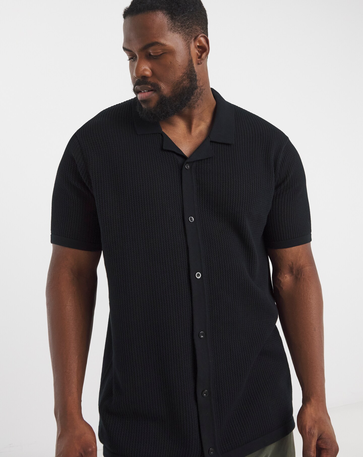 Knitted Revere Collar Shirt | Jacamo