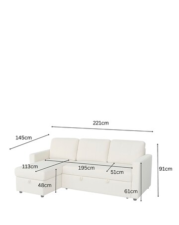 Aspire Nexis Left Corner Chaise Storage Sofa Bed
