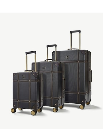 Rock Vintage 3pc Suitcase Set - Black