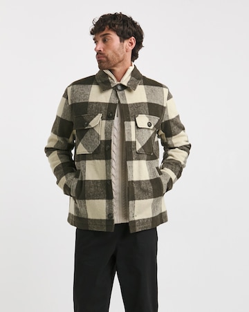 Faux Wool Check Shacket