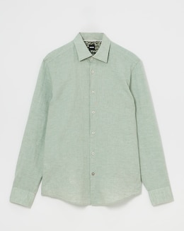 BOSS Linen Mix Pale Green Shirt