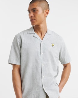 Lyle &amp; Scott Linen Blend Oxford Revere Shirt - Green