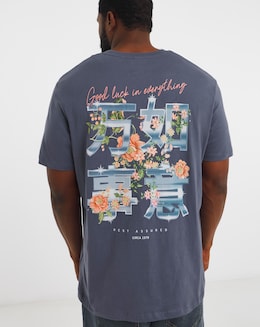 Jack &amp; Jones Luck Oriental Back Graphic - Blue