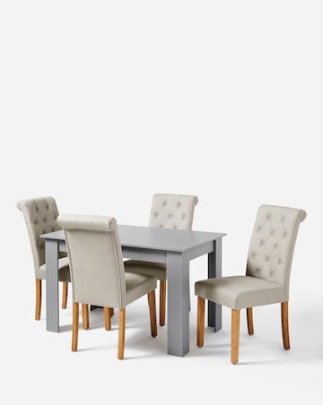 Dakota 4 Seater Dining Table with 4 Ava Button Back Chairs