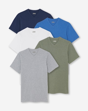 5 Pack V Neck T-Shirts Long - Marl