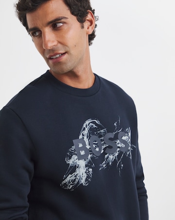 BOSS Logo Crew Sweatshirt - Navy