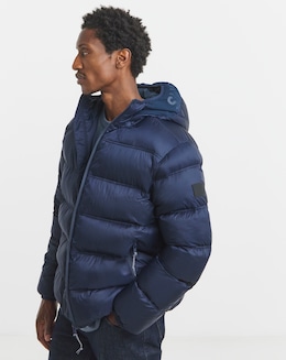 Tommy Jeans Hooded Logo Puffer - Navy